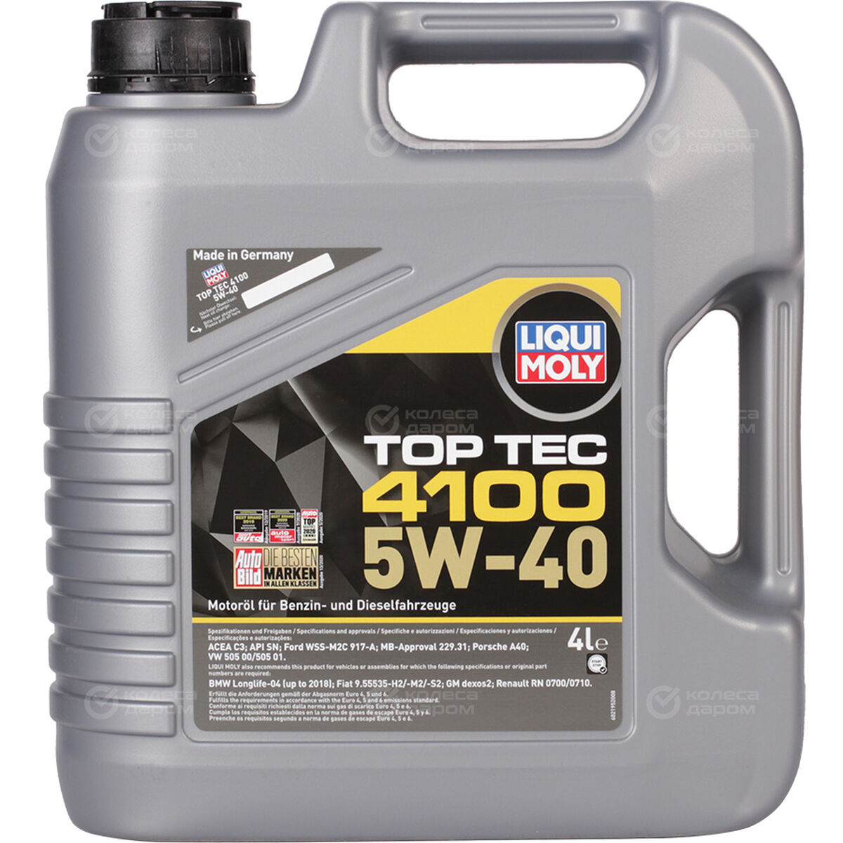 Liqui Moly 2195 масло моторное Top Tec 4100 SAE 5W40 SN/CF/C3 4L